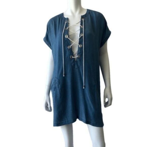 blue island Other - Blue Island Plunge Lace Up Cover Up